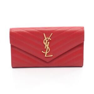 Yves Saint Laurent Saint Laurent Paris Monogram Bi-fold Long Wallet, Leather,...